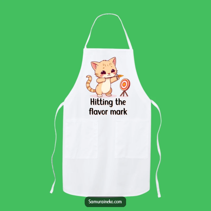 Funny Cat Archer Apron - Tiny Arrow Target Practice Kitchen Gear