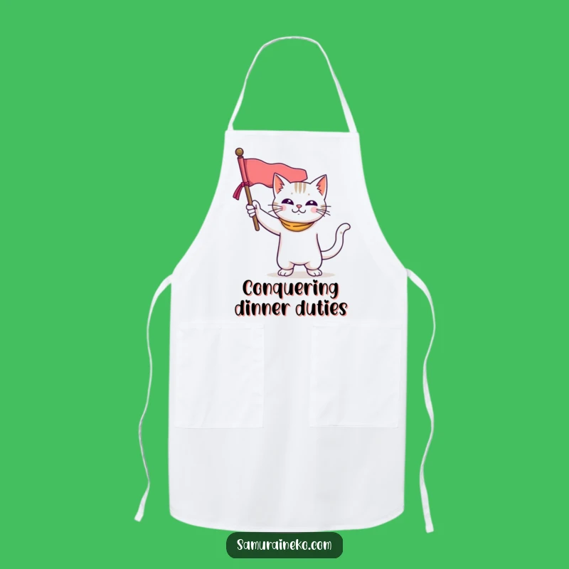 Funny Cat Hero Apron: Culinary Feline Banner Warrior - Practical Funny Gift!