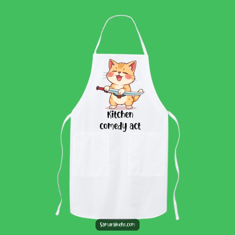Funny Cat Laughing Sword Apron: Cook with Humor and Joy