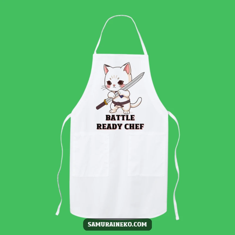 Funny Cat Samurai Apron: Cook with Fierce Comedy - Kitchen Gift