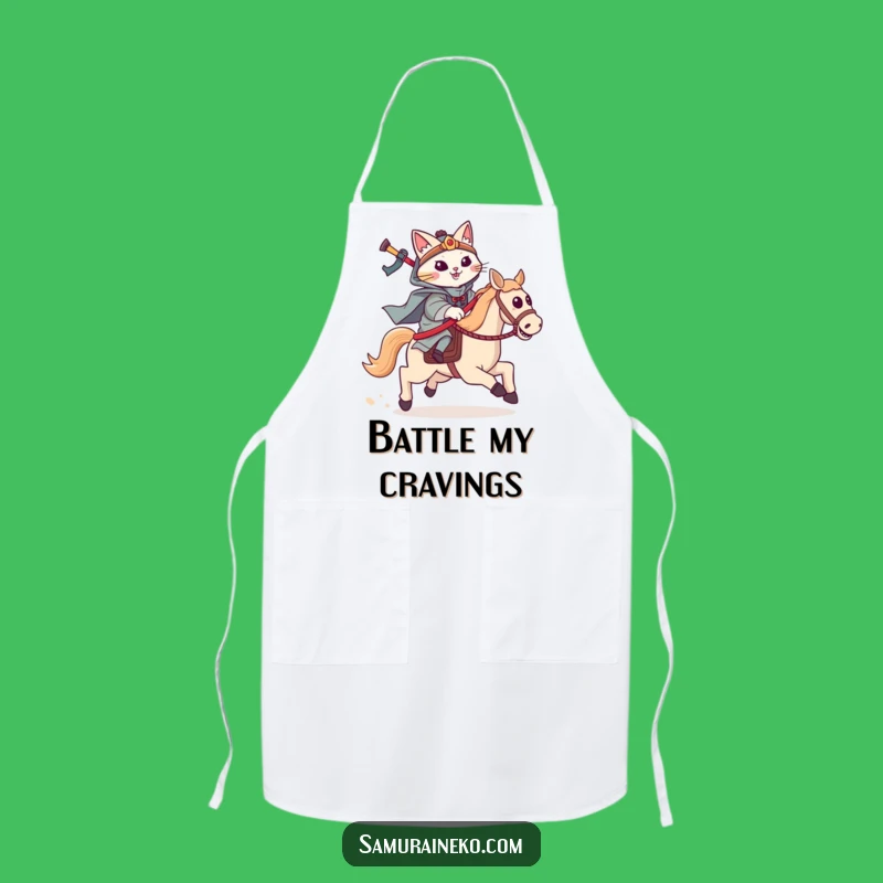 Funny Cat Samurai Hobby Horse Apron: Cook with Warrior Flair