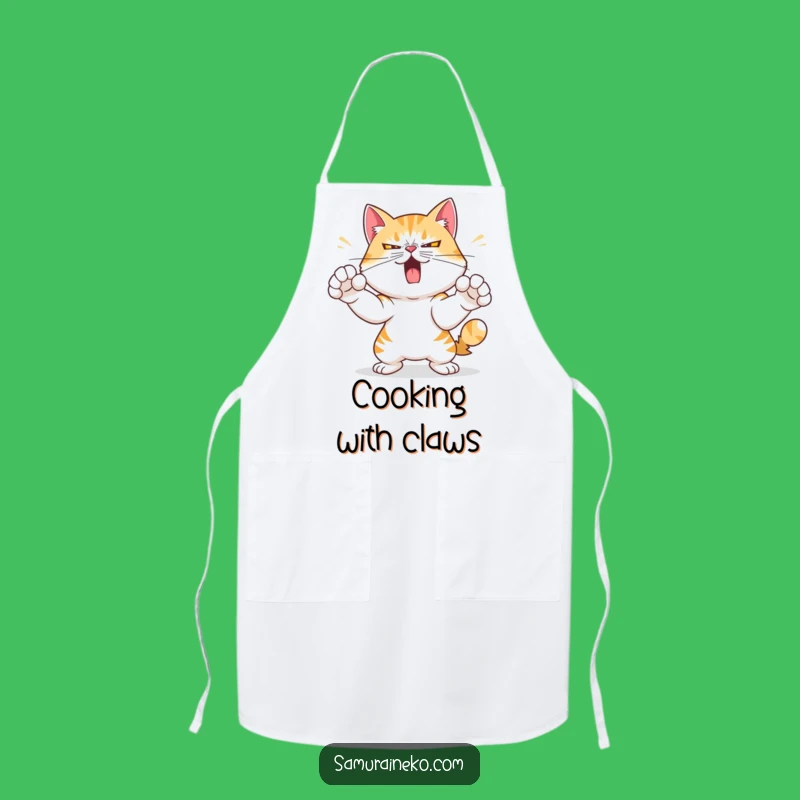 Funny Cat Strike Apron: Mischievous Style for Determined Chefs