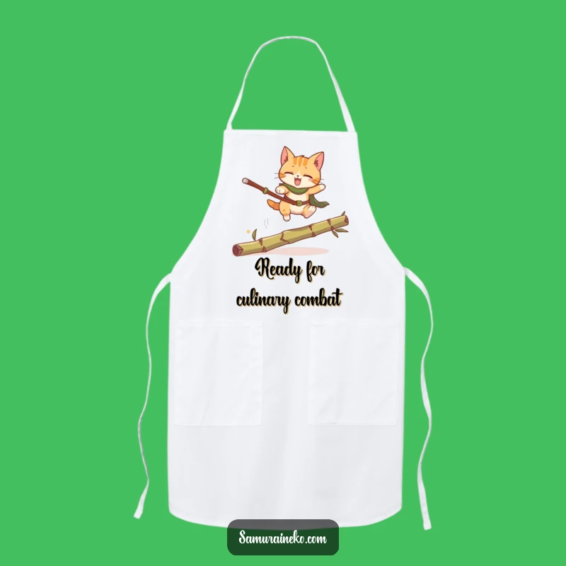 Funny Cat Warrior Apron: Cook Up Laughs, Hilarious Feline Chef Gift!