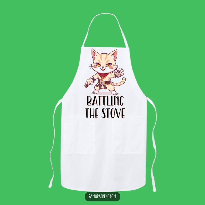 Funny Cat Warrior Apron: Cook with Power & Adorable Flair