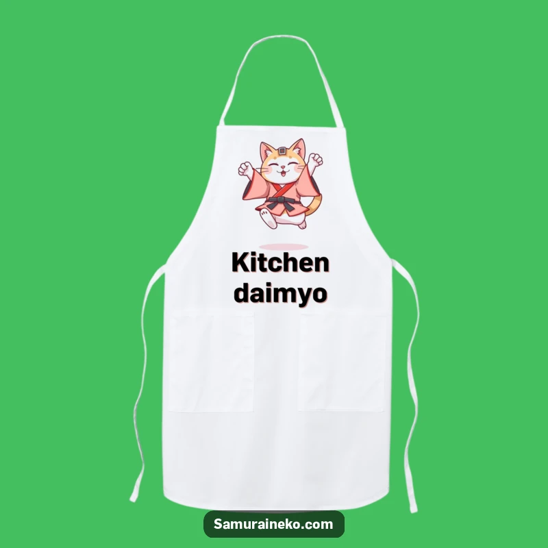 Funny Feudal Cat Warrior Apron: Kitchen Hero Gear for Aspiring Chefs