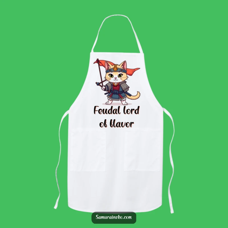 Funny Samurai Cat Apron: Cook Like a Warrior, Hilarious Kitchen Gift