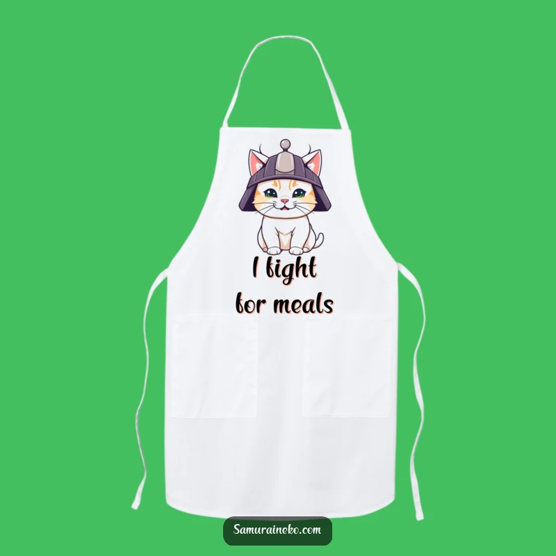 Funny Samurai Cat Apron: Determined Feline Chef, Warrior Kitchen Gift
