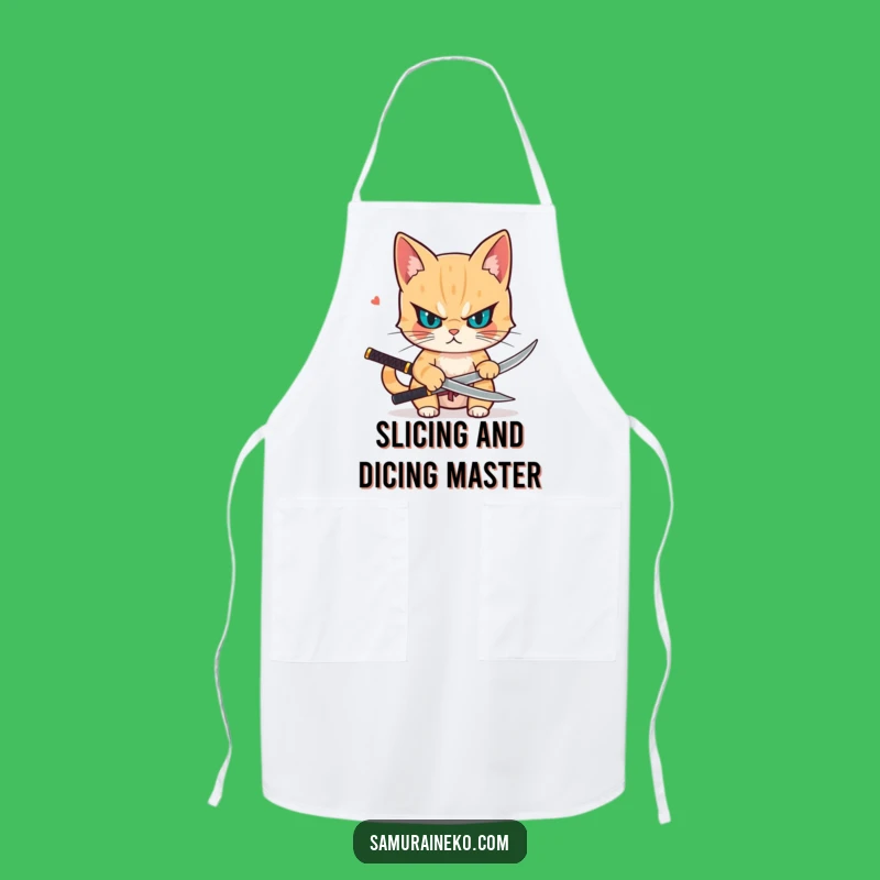 Funny Samurai Cat Apron - Hilarious Chef's Gift for Precision Cooking