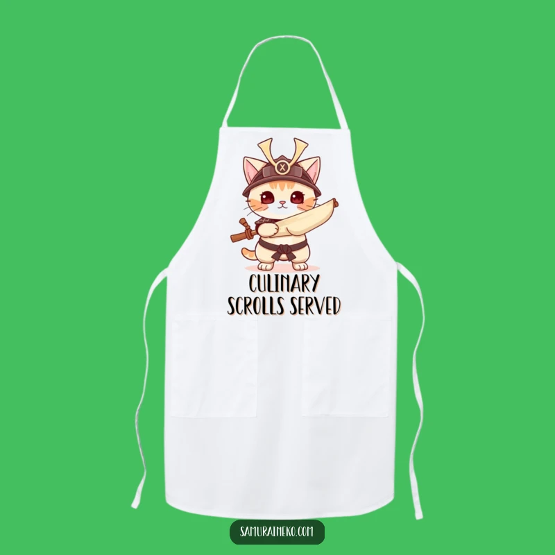 Funny Samurai Cat Apron - Warrior Kitchen Protector - Hilarious Chef Gift