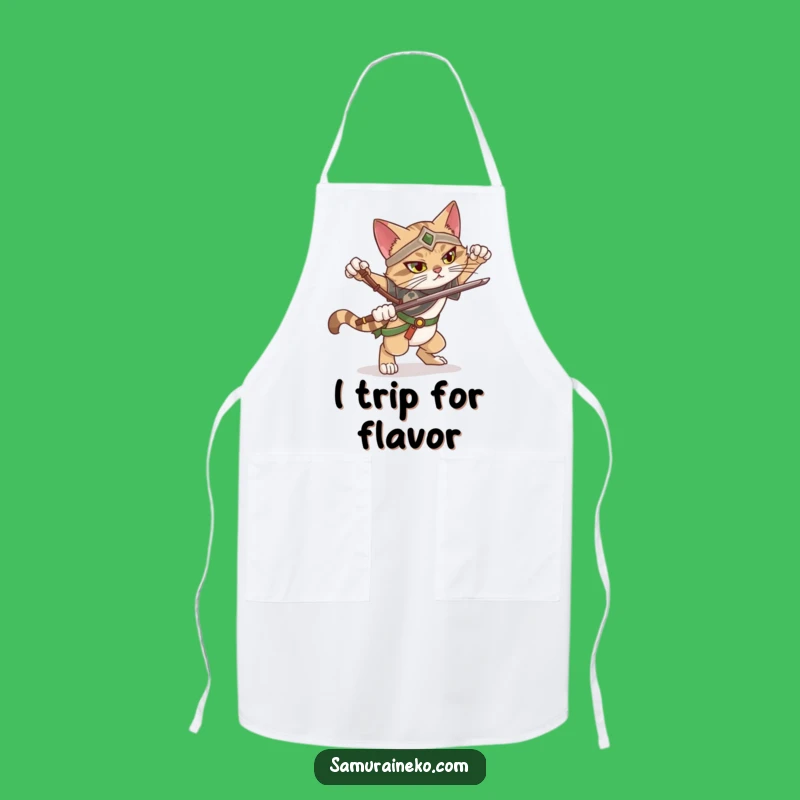 Funny Falling Cat Warrior Apron: Dramatic Pose Fail Chef, Humorous Kitchen Gift