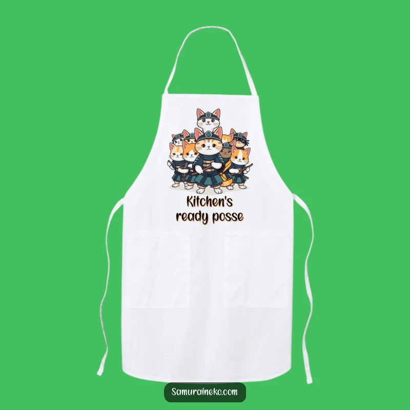 Funny Cat Samurai Fun Apron: Cook with Playful Warrior Flair