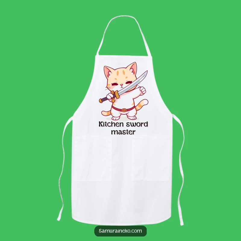 Funny Cat Tiny Sword Apron: Cook with Hilarious Feline Flair and Protection