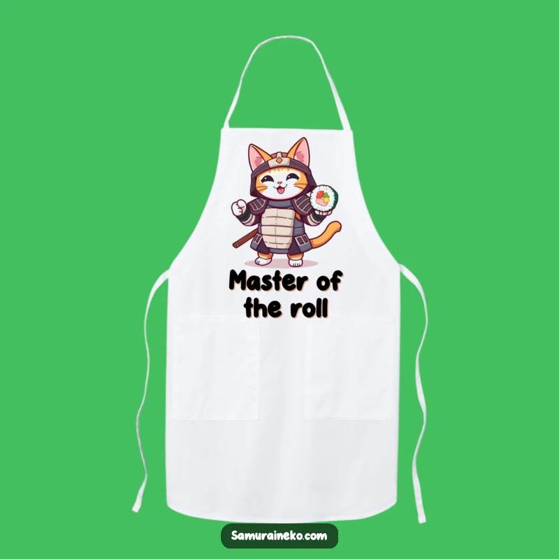 Funny Samurai Chef Cat Apron: Cook with Honor, Unique Kitchen Gift