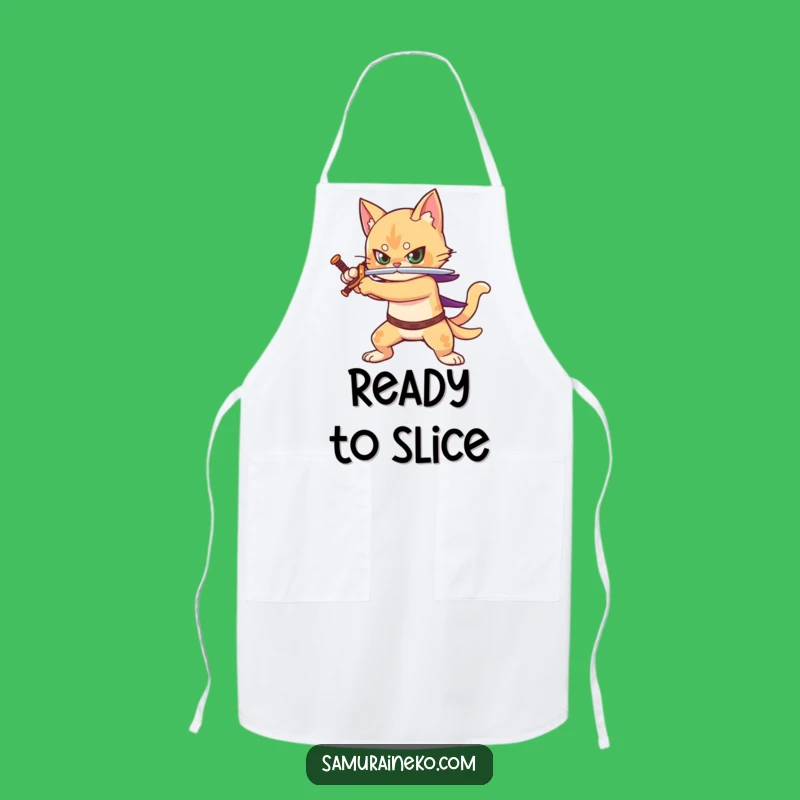 Funny Apron: Cat Warrior Sword - Kitchen Battle Ready, Hilarious Chef Gift