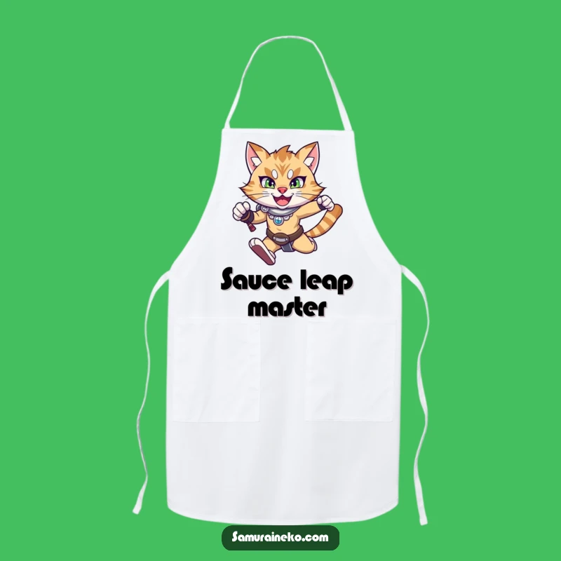 Funny Warrior Chef Cat Apron: Cook with Action, Unique Kitchen Gift