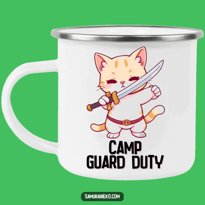Funny Cat Tiny Sword Camping Mug: Adventure Ready with Hilarious Feline Charm