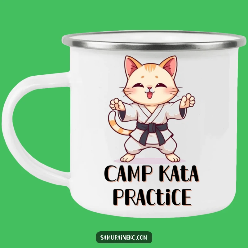 Funny Karate Cat Camping Mug: Adventure Fuel with Hilarious Martial Arts Energy