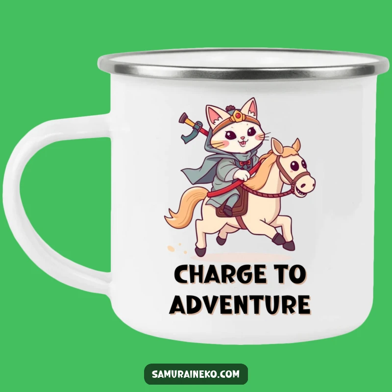 Funny Cat Samurai Hobby Horse Camping Mug: Adventure with Warrior Spirit