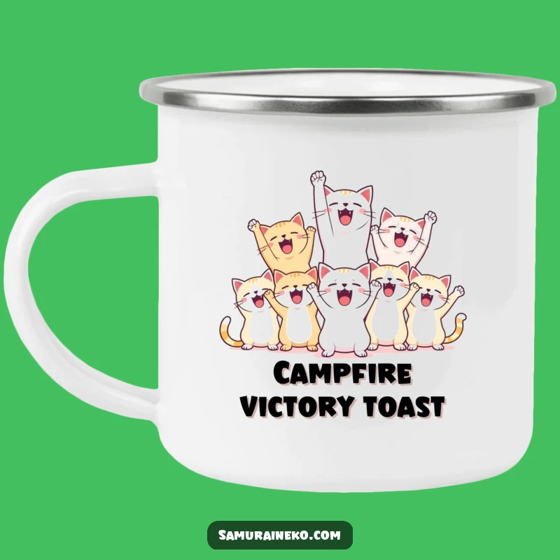 Funny Camping Mug: Victory Cats - Celebrate Outdoors, Great Adventure Gift