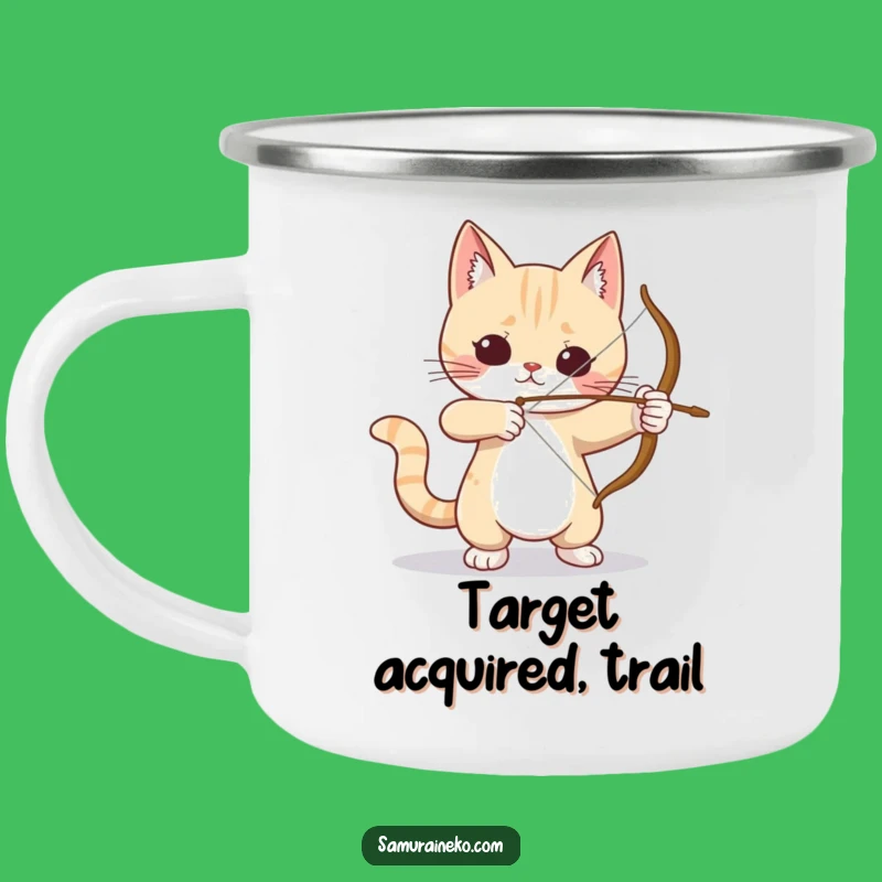 Funny Cat Archer Camping Mug: Precision Sips, Hilarious Outdoor Fun!