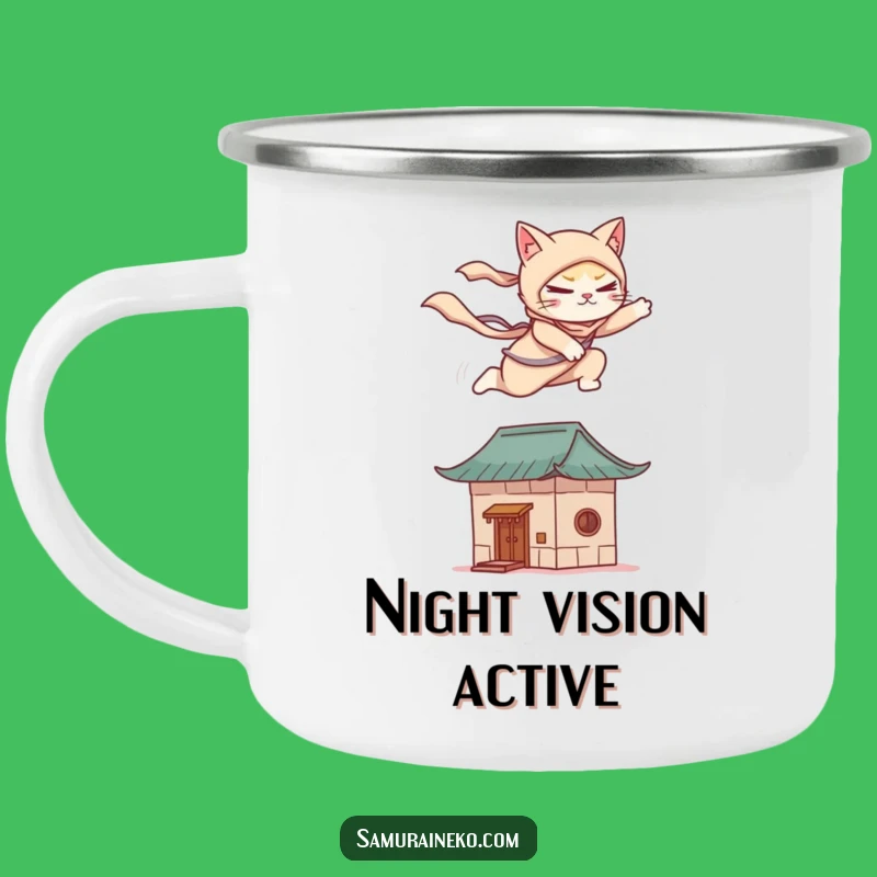 Funny Cat Ninja Camping Mug: Stealth Brew for Outdoor Missions