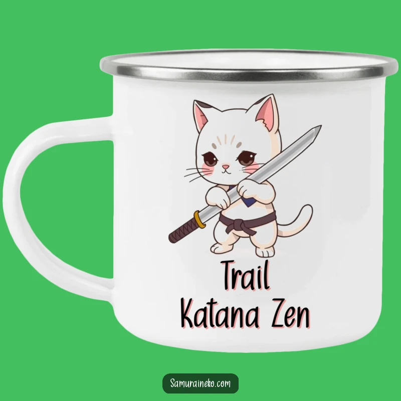 Funny Cat Samurai Camping Mug: Tiny Katana Adventure - Outdoor Gift