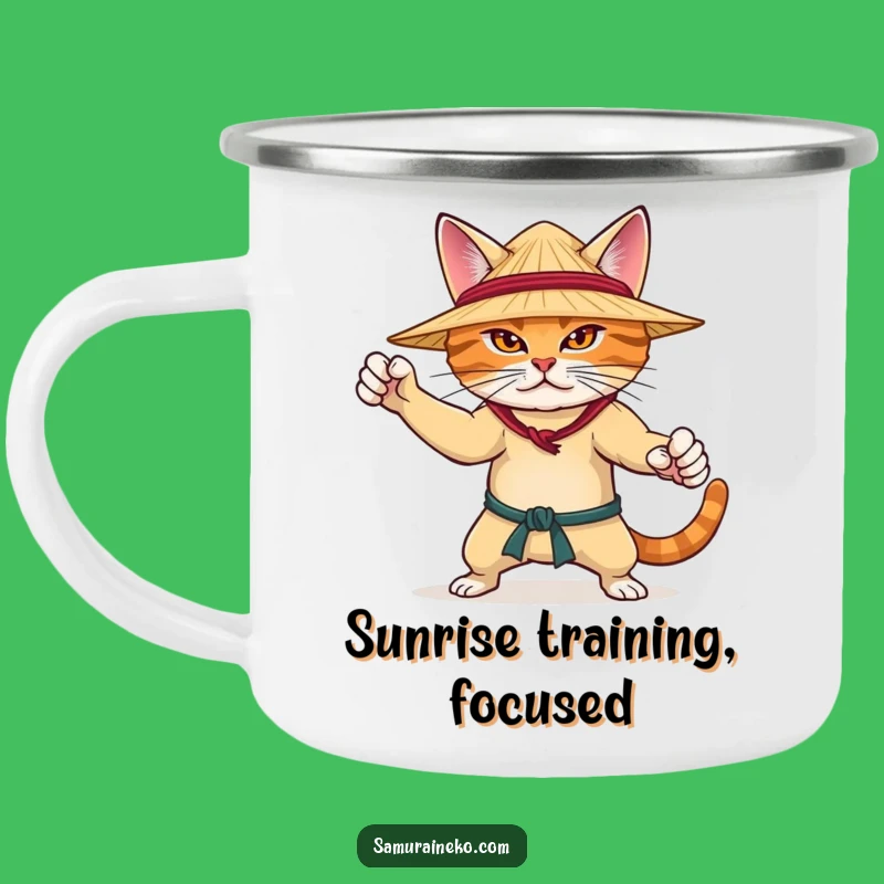 Funny Martial Arts Cat Camping Mug - Hilarious Outdoor Gift for Campfire Training