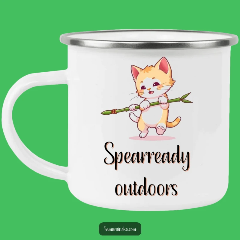 Funny Mischievous Kitten Camping Mug: Ninja Somersault - Great Funny Gift