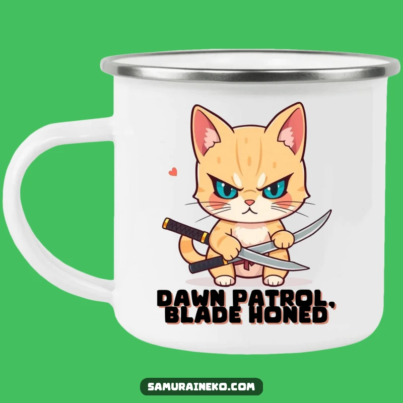 Funny Samurai Cat Camping Mug - Hilarious Outdoor Gift for Trailside Focus