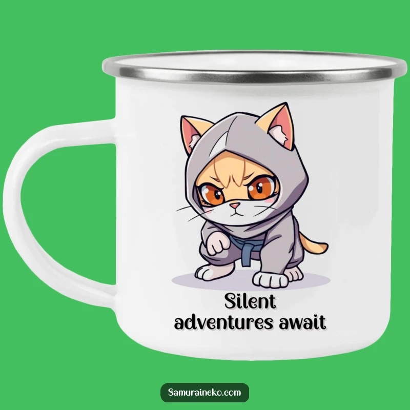 Funny Cat Ninja Camping Mug - Stealthy Adventures, Anywhere You Roam