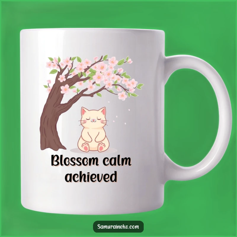 Funny Zen Cat Blossom Mug - Peaceful Meditation Gift for Cat Lovers