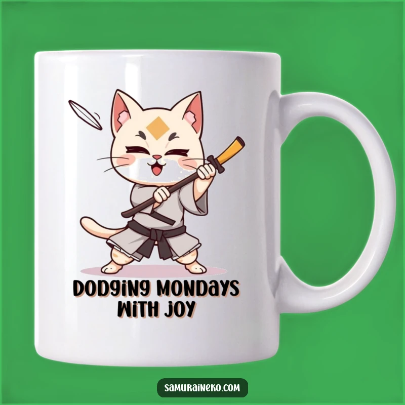 Funny Cat Samurai Shuriken Dodge Mug: Action-Packed Humorous Gift