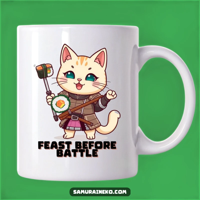 Funny Samurai Cat Sushi Mug: A Hilarious Gift for Foodies and Feline Fans