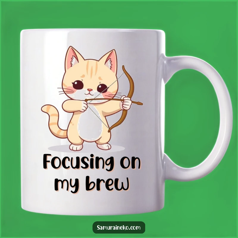 Funny Cat Archer Mug: Precision Aim, Hilarious Feline Focus Gift!
