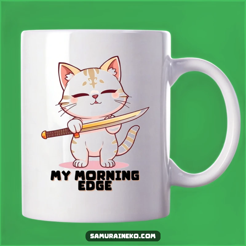 Funny Cat Samurai Sword Sharpening Mug - Perfect Focused Gift