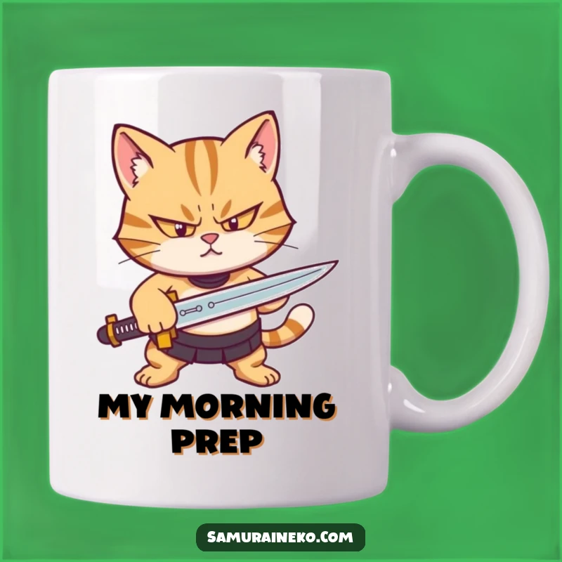 Funny Cat Warrior Mug: Determined Feline Sharpening Sword, A Perfect Gift For Cat Lovers