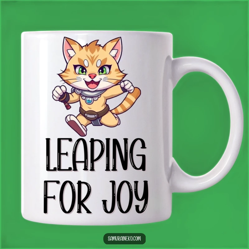 Funny Leaping Warrior Cat Mug: Action Hero, Perfect Gift for Mover