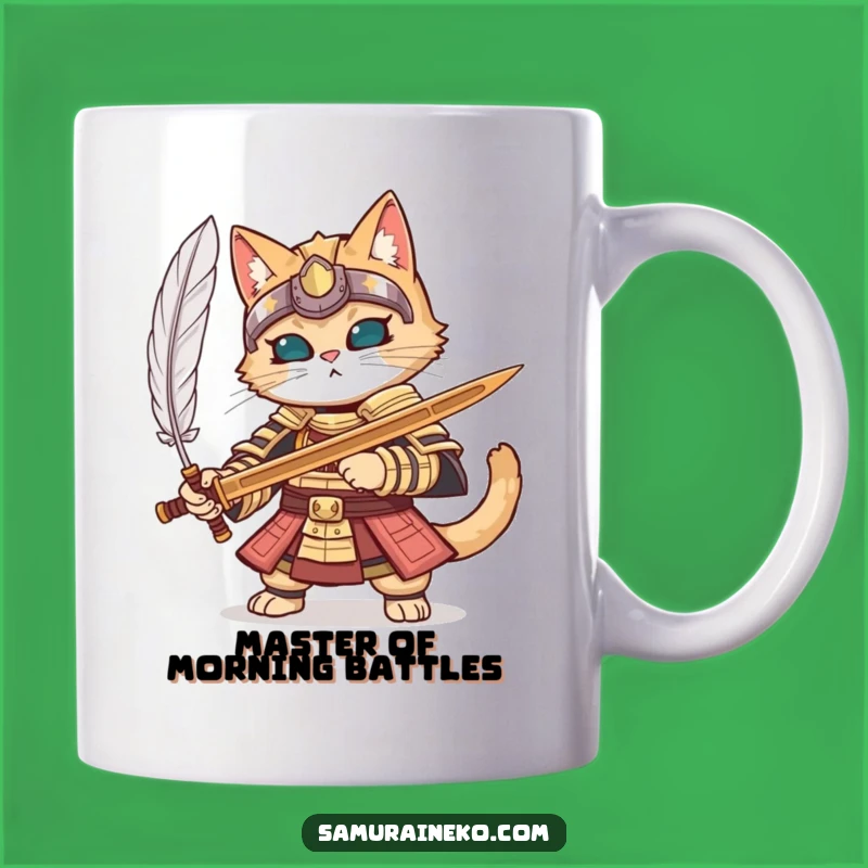Funny Samurai Cat Armor Mug - Detailed Warrior Kitty Gift for Focused Amusers