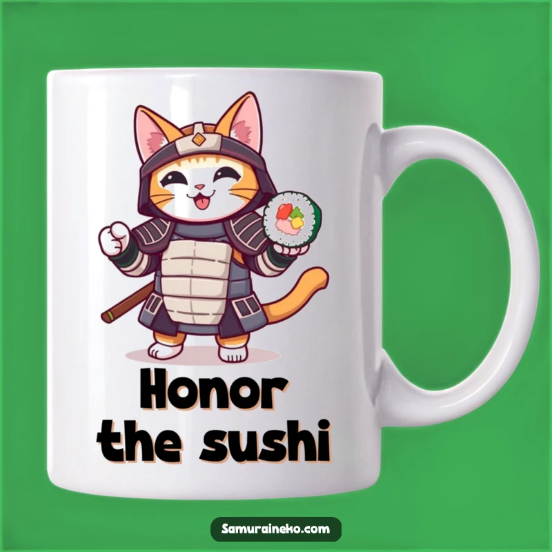 Funny Samurai Sushi Cat Mug: Warrior Chef, Perfect Gift for Foodies