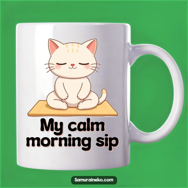 Funny Zen Cat Mug: Peaceful Meditation, Hilarious Calm Gift!