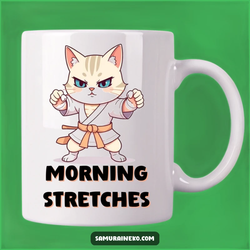 Funny Cat Martial Arts Mug: Exaggerated Stances, Hilarious Warrior Gift