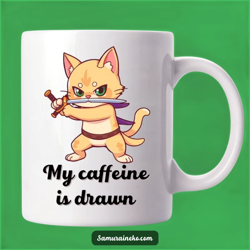 Funny Warrior Cat Sword Mug - Epic Feline Battle Gift for Cat Lovers