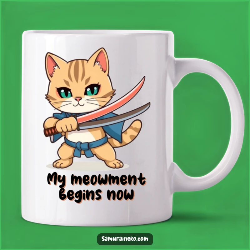 Funny Cat Katana Mug: Bold Warrior Feline Perfect Gift