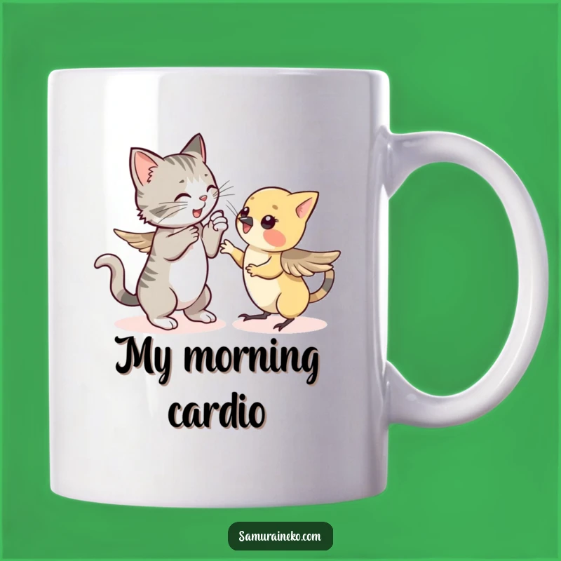 Funny Cat vs Sparrow Mug: Hilarious Pet Battle Gift for Cat Lovers