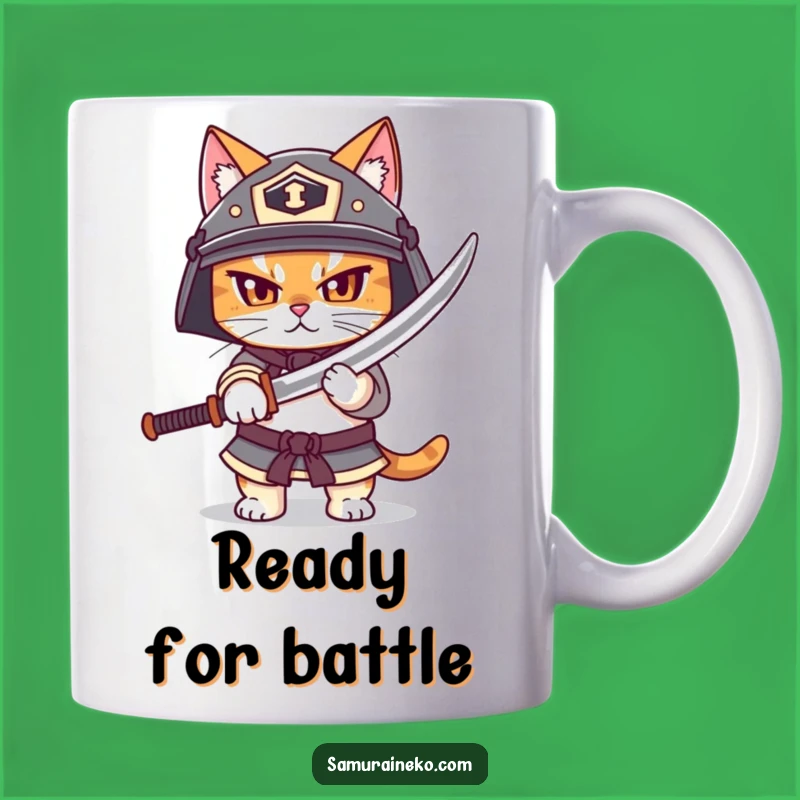 Funny Samurai Cat Mug: Brave Warrior, Hilarious Gift for Pet Lovers