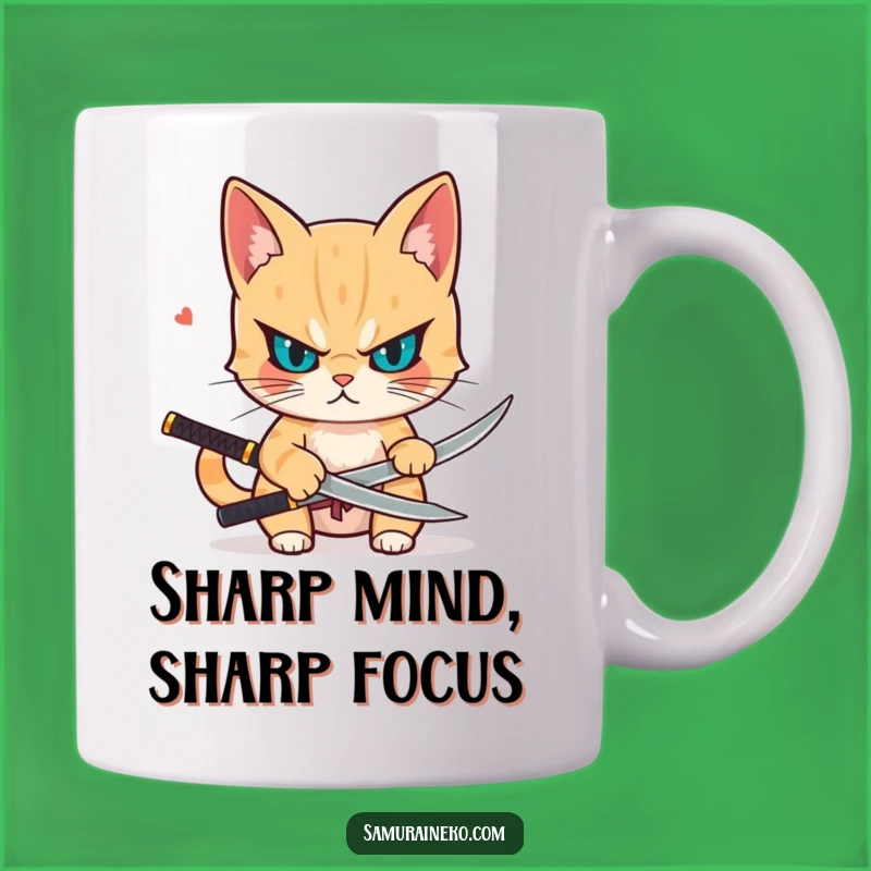 Funny Samurai Cat Mug - Hilarious Gift for Determined Feline Swordsmen