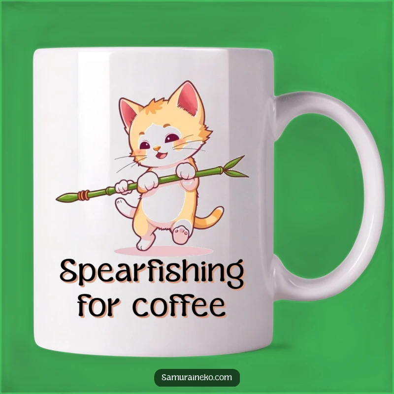 Funny Mischievous Kitten Mug: Ninja Somersault Spear - Hilarious Gift