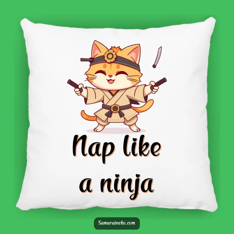 Comfy Cat Samurai Pillow: Funny Juggling Feline Cushion is a Great Gift