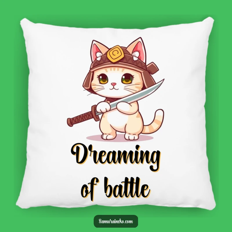 Funny Samurai Cat Helmet Pillow - Cozy Accent for a Warrior's Den