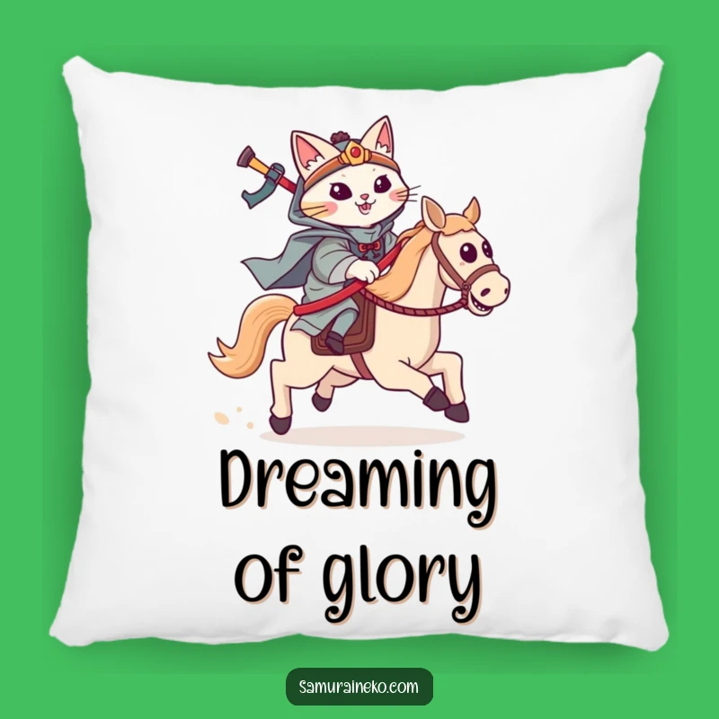 Funny Cat Samurai Hobby Horse Pillow: Cuddle Up with Courage